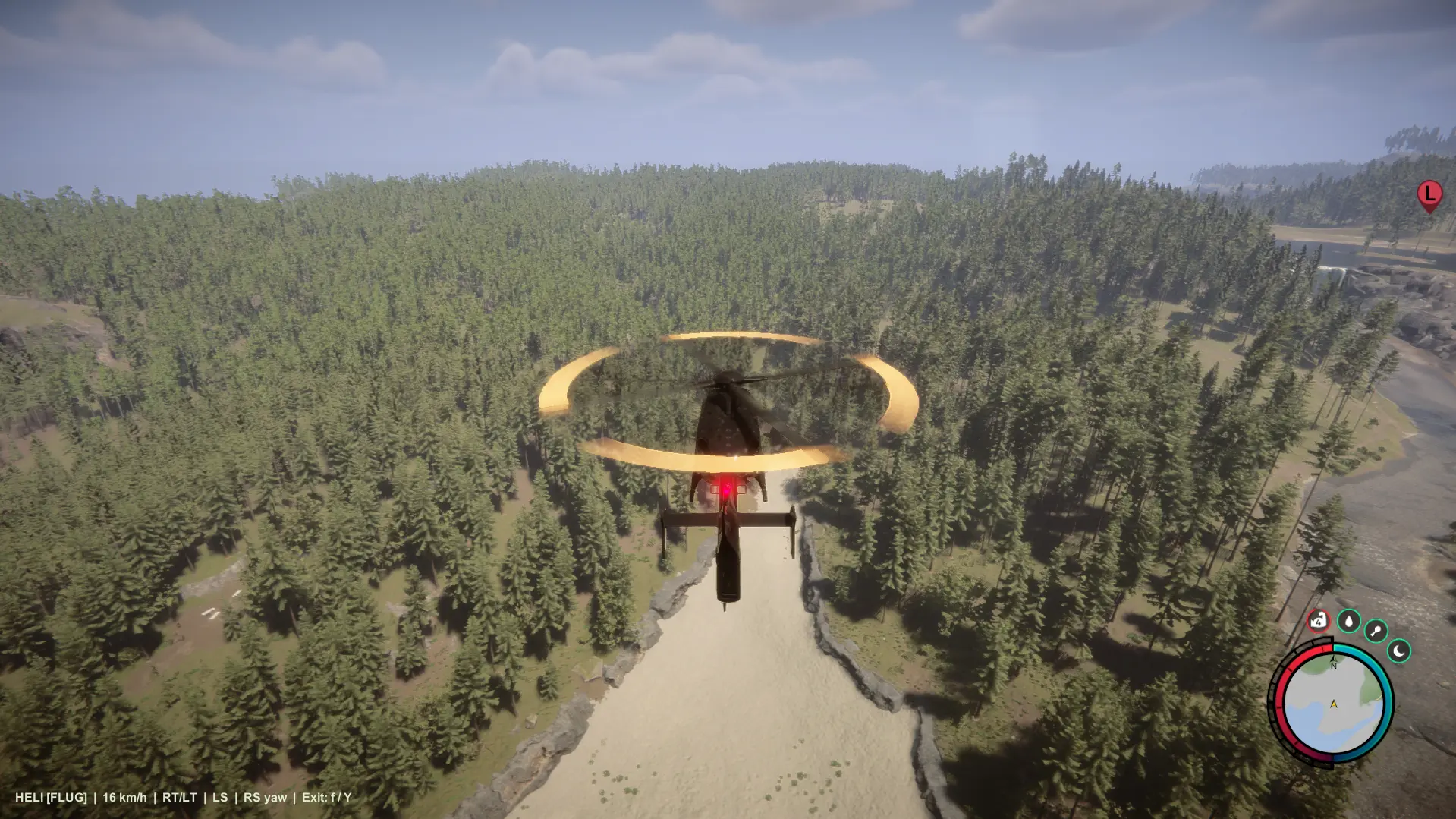 Helikopter Mod 游戏实景：驾驶直升机飞越森林与河谷
